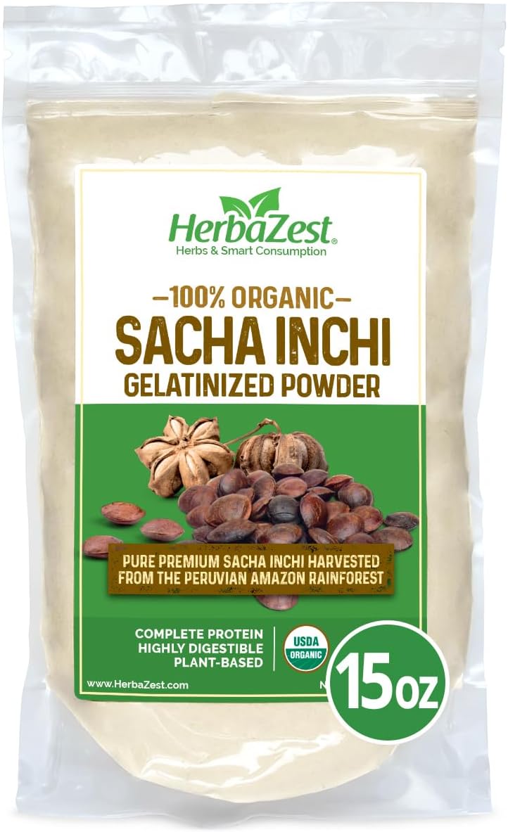 organic-herbazest-sacha-inchi-protein-powder---15oz---usda-certified-vegan-gluten-free---ideal-for-smoothies-baking-yogurt-hot-cereal-more-1