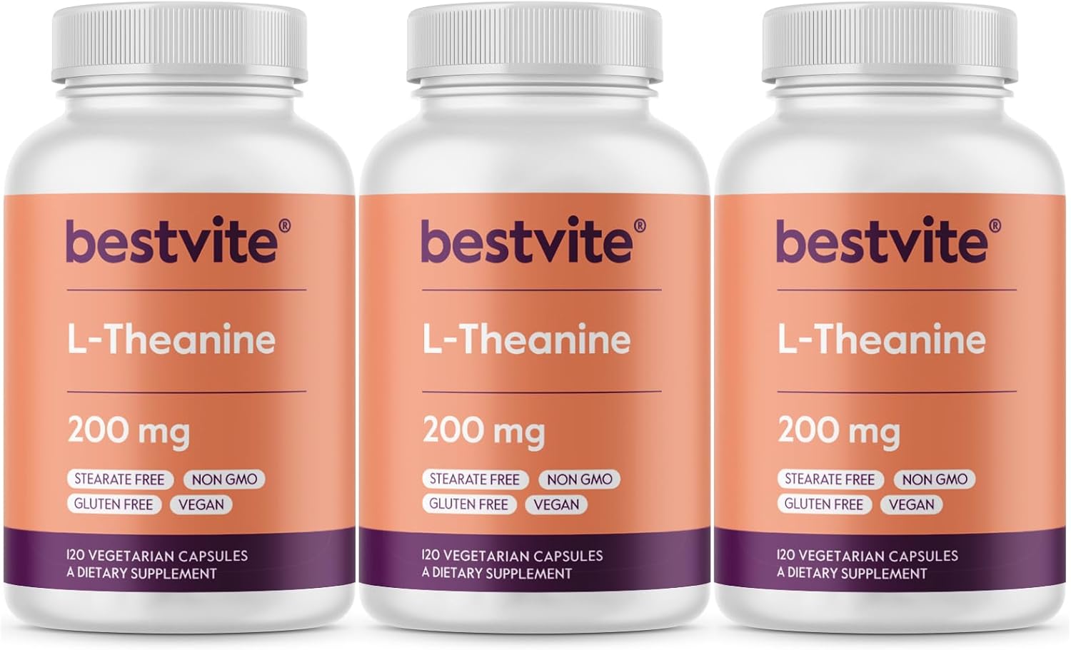 360-vegetarian-capsules-of-bestvite-l-theanine-200mg---vegan-non-gmo-gluten-free---no-stearates---pack-of-120-x-3-1