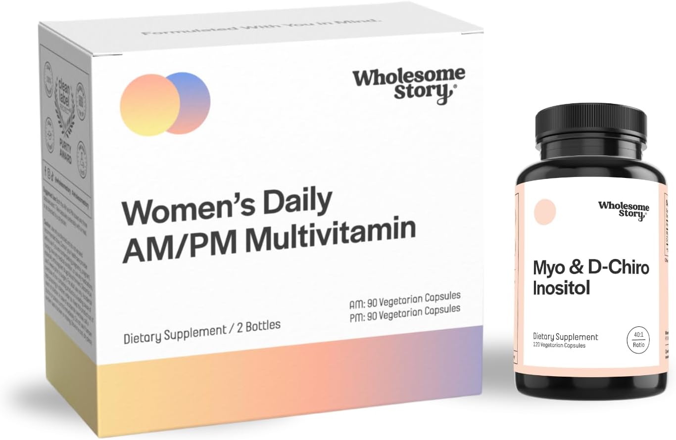 Premium Women's Hormone Support Bundle: Myo-Inositol & D-Chiro Inositol Capsules with Essential Vitamins & Minerals - Iron, Folate, Omega-3 DHA, Calcium, Vitamin D - Daily Multivitamin for Hormonal Balance - Espot.com.au