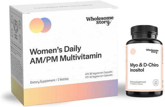 Premium Women's Hormone Support Bundle: Myo-Inositol & D-Chiro Inositol Capsules with Essential Vitamins & Minerals - Iron, Folate, Omega-3 DHA, Calcium, Vitamin D - Daily Multivitamin for Hormonal Balance - Espot.com.au