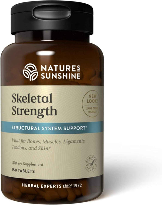 Natural Bone Health Supplement with Calcium, Magnesium, and Vitamins for Men and Women - Nature's Sunshine Skeletal Strength, 150 Tablets