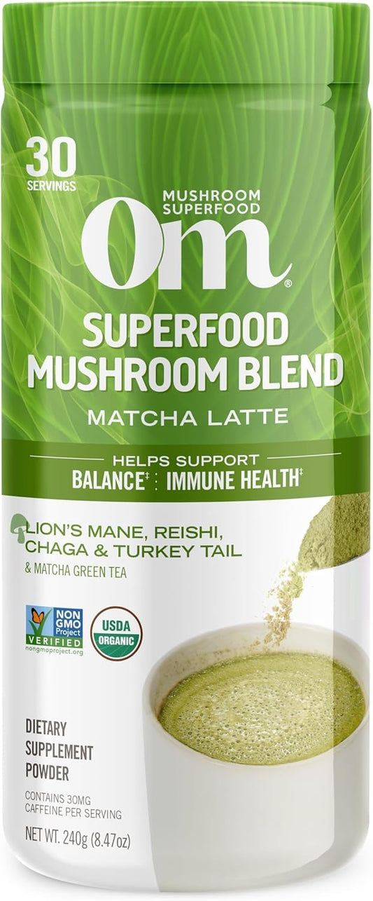 om-mushroom-superfood-matcha-latte-blend-powder---847oz-canister---30-servings---green-tea-with-lions-mane-reishi-chaga-turkey-tail---focus-stress-support-supplement-1