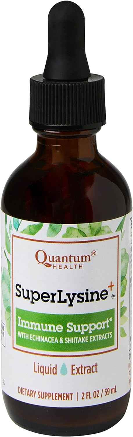 SuperLysine+ Liquid Immune Support Supplement with Lysine, Echinacea, Vitamin D3, Bee Propolis, and Shitake - Daily Wellness Blend for Fast Absorption - 2 Ounce
