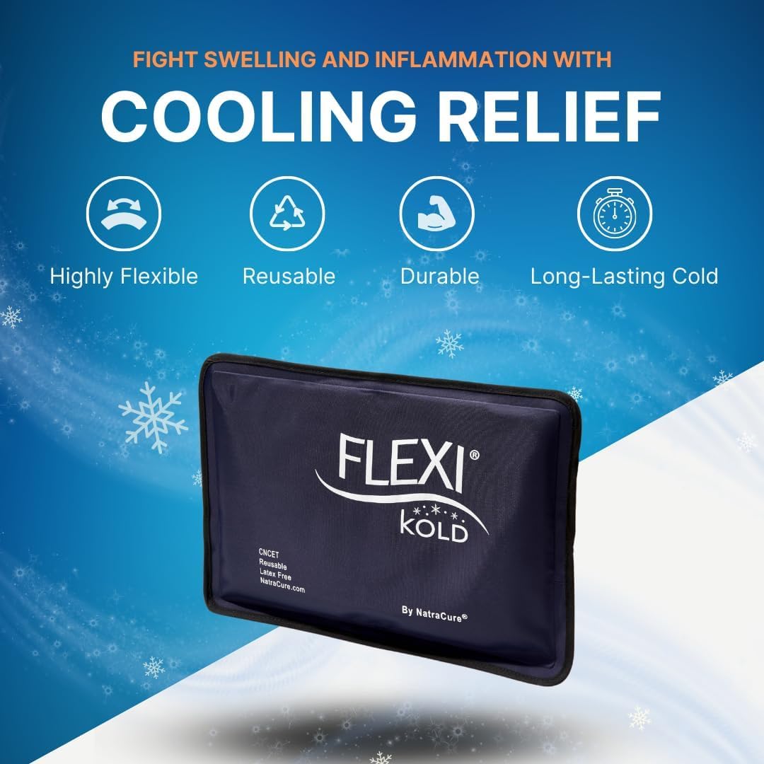 Medium NatraCure FlexiKold Gel Soft Ice Pack for Injuries - Reusable Cold Compress for Face, Shoulder, Hip, Leg, Arm, Ankle & Foot - 7.5” x 11.5” - Espot.com.au