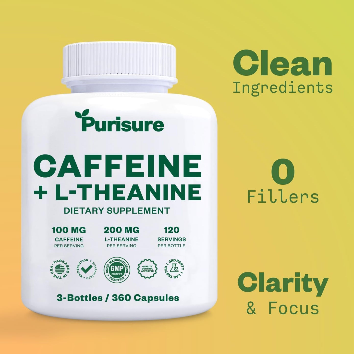 purisure-caffeine-theanine-capsules---100mg-caffeine-200mg-l-theanine-for-pre-workout-energy---nootropic-supplement-for-fatigue---120-day-supply---pack-of-3-2