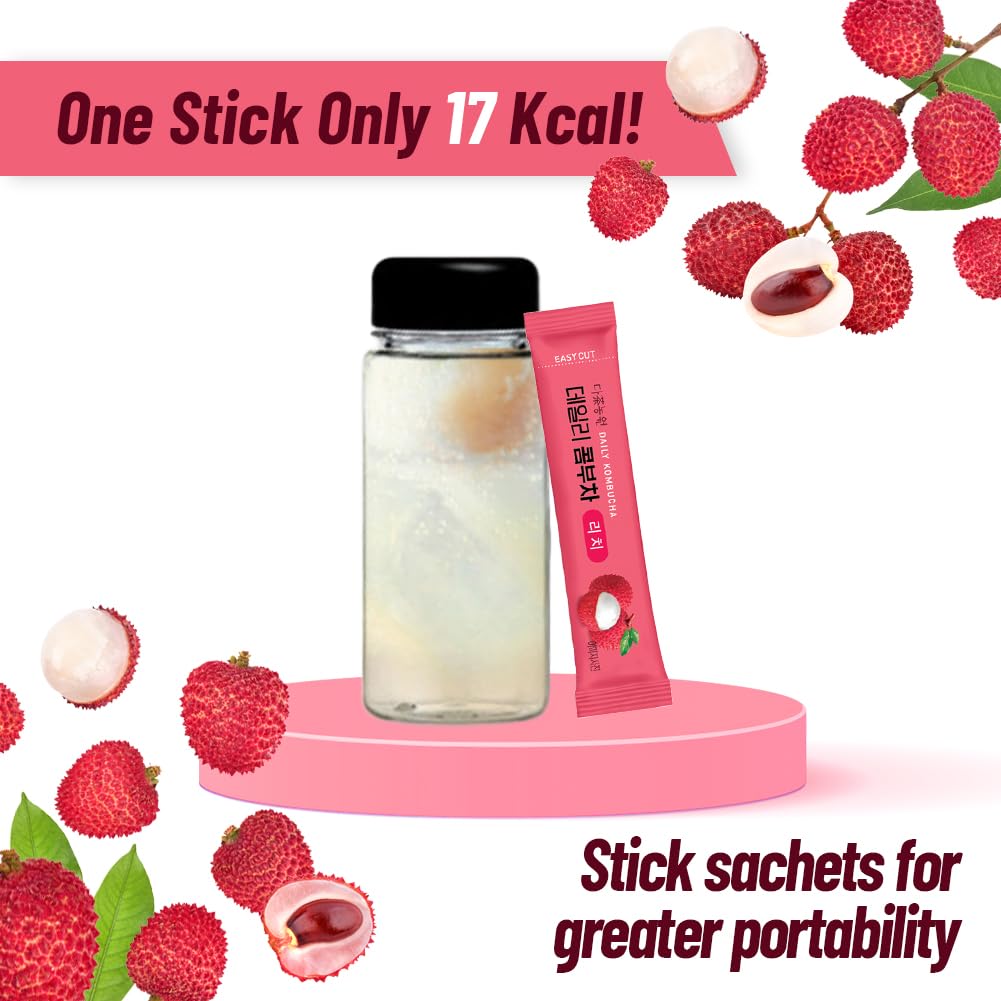 lychee-garden-kombucha-sticks---20-daily-packets-with-gift-bottle-zero-sugar-gut-healthy-sparkling-beverage-for-iced-and-hot-tea-fermented-korean-drink-for-workouts---352oz-100g-2