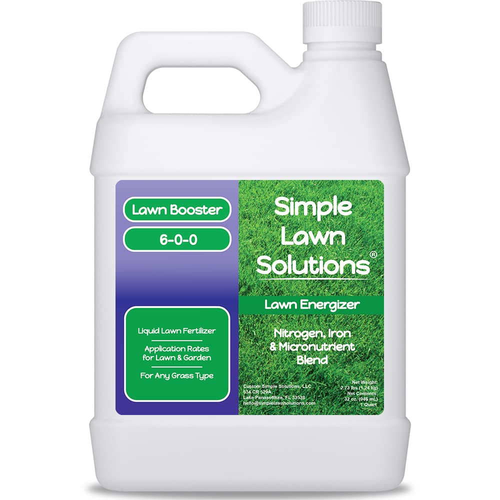 Liquid Turf Concentrated Fertilizer with Iron & Nitrogen - Commercial Grade Lawn Energizer Micronutrient Booster for All Grass Types - 1 Quart Bottle by Simple Lawn Solutions - Espot.com.au