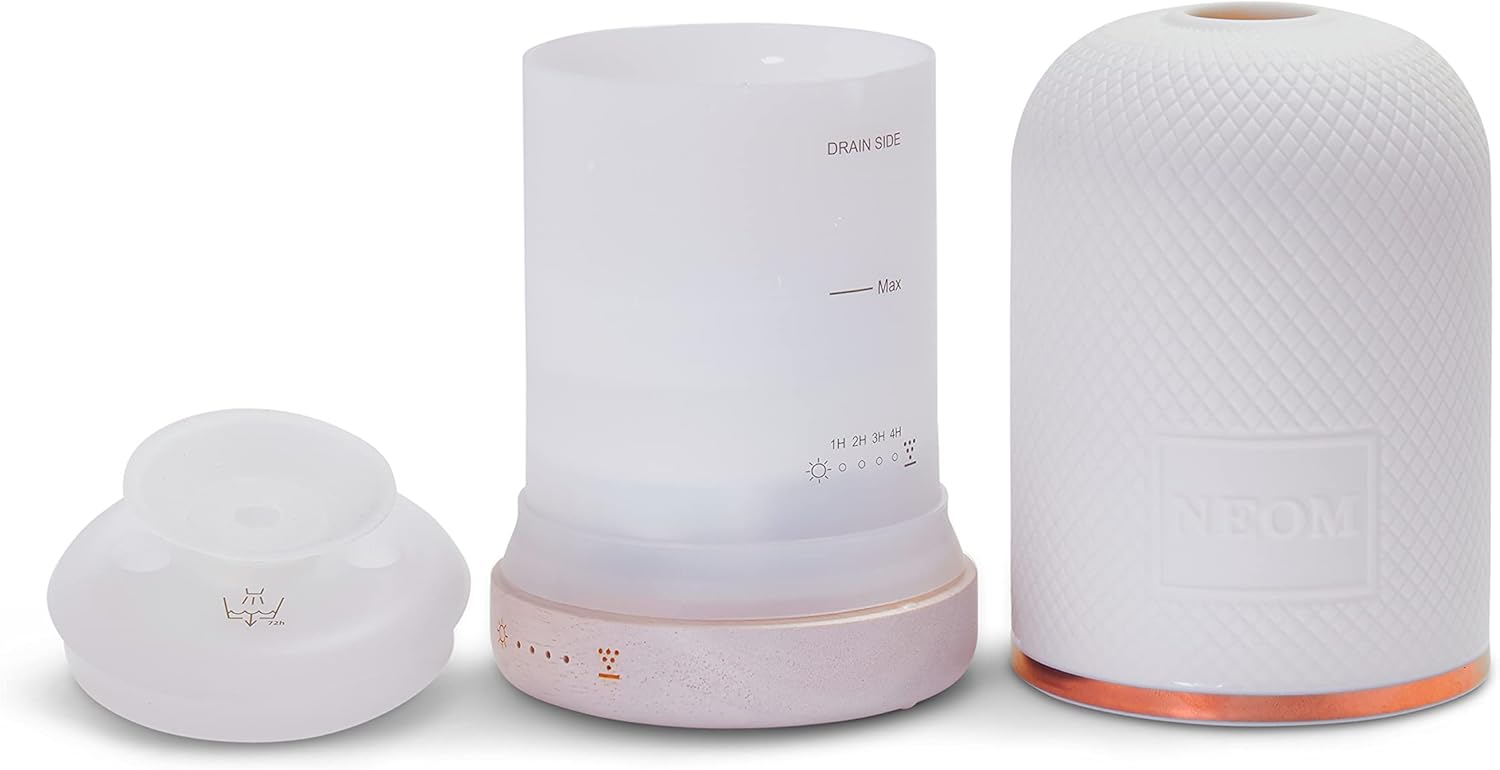 NEOM Ceramic Essential Oil Diffuser with LED Light & Timer - Best for Medium Spaces - Plug-in Aromatherapy Diffuser for Home Fragrance - Espot.com.au