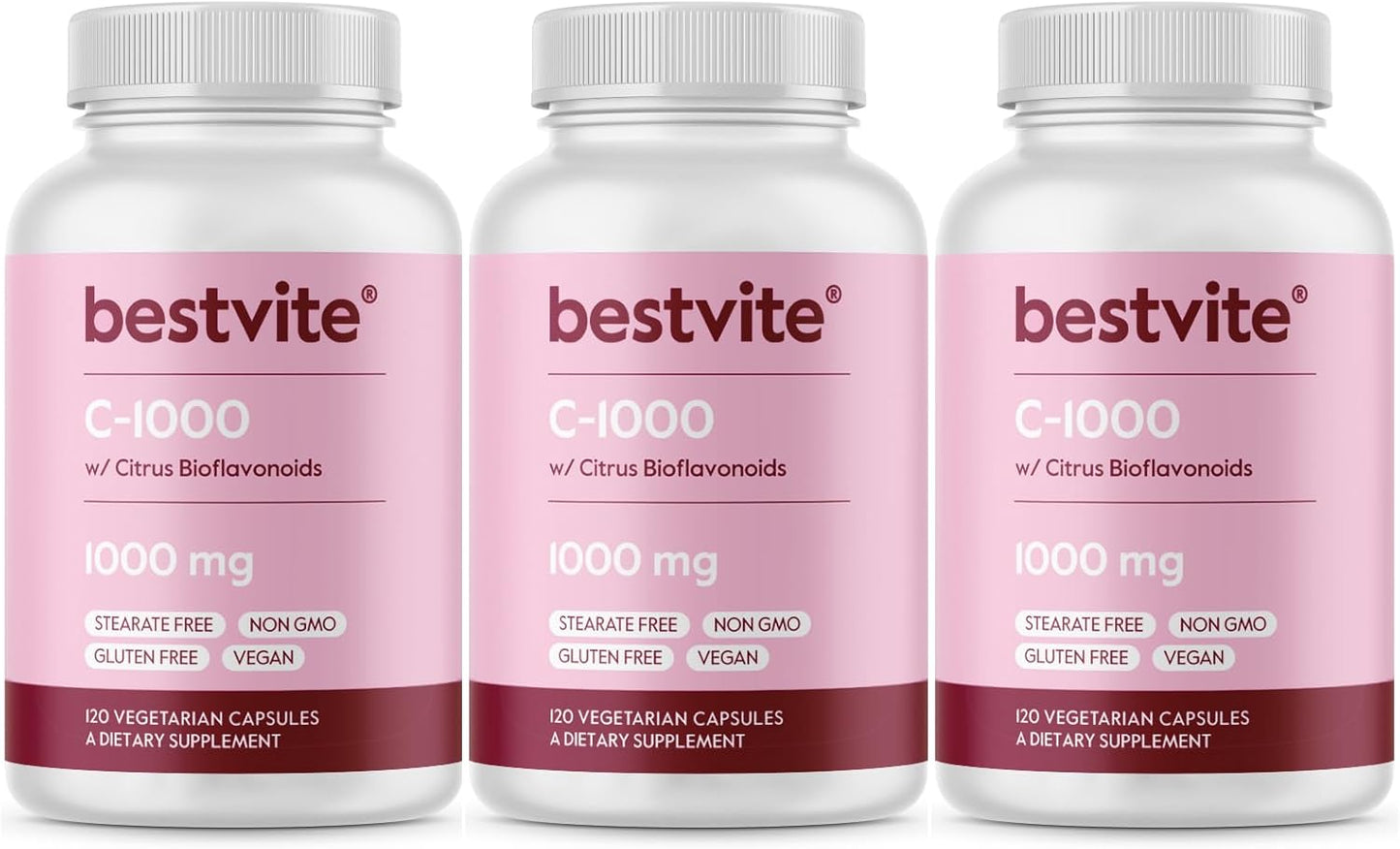 360 Vegetarian Capsules of BESTVITE Vitamin C 1000mg with Citrus Bioflavinoids - Vegan, Non GMO, Gluten Free - 3 Month Supply - Espot.com.au
