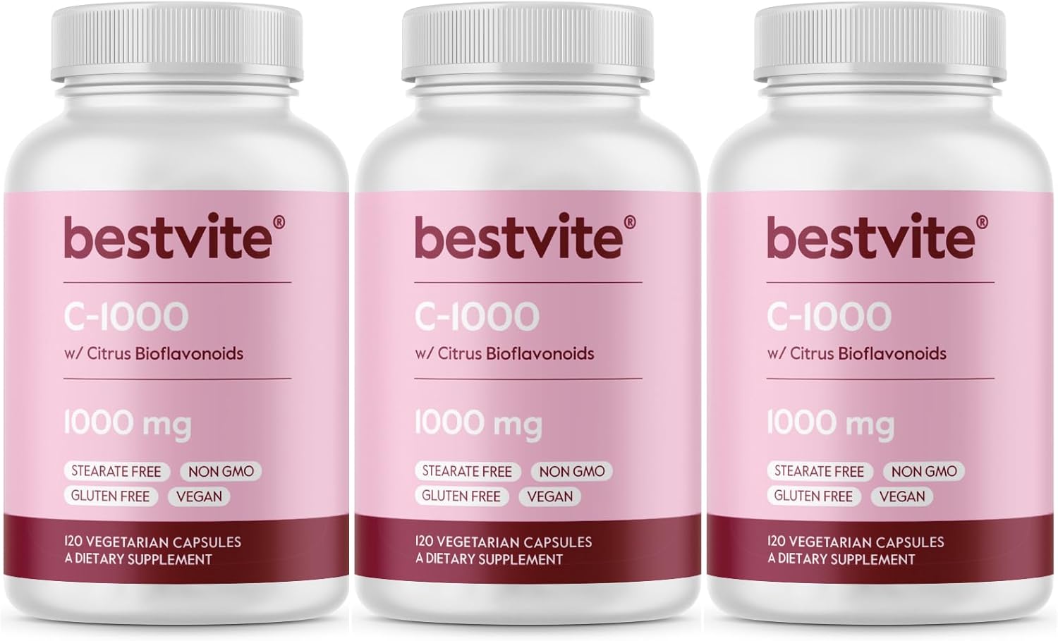 360 Vegetarian Capsules of BESTVITE Vitamin C 1000mg with Citrus Bioflavinoids - Vegan, Non GMO, Gluten Free - 3 Month Supply - Espot.com.au