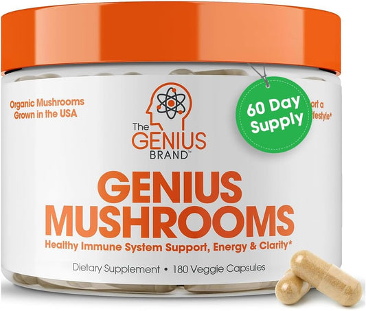 genius-mushroom-supplement---lions-mane-cordyceps-reishi---brain-nootropic-for-energy-focus-wellness-immune-support---180-veggie-pills-1