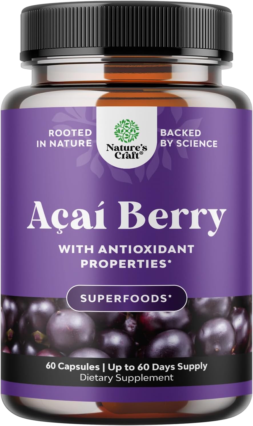 Acai Berry Capsules Antioxidant Supplement for Brain and Heart Health Boost - Natures Craft Acai Berry Cleanse Superfood Capsules for Natural Energy and Memory Support - Espot.com.au