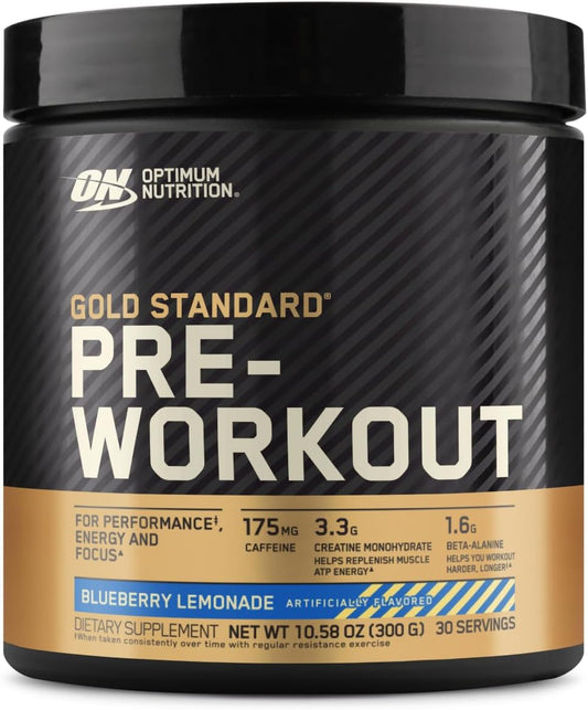 Gold Standard Pre-Workout with Vitamin D, Creatine, Beta-Alanine, Caffeine, Keto Friendly Energy Boost, Blueberry Lemonade, 30 Servings - Espot.com.au