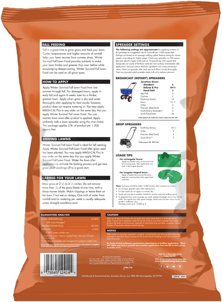 Jonathan Green Winter Survival Fall Lawn Food - 10-0-20 Fertilizer for Fall Lawns (15,000 Sq. Ft.) - Espot.com.au
