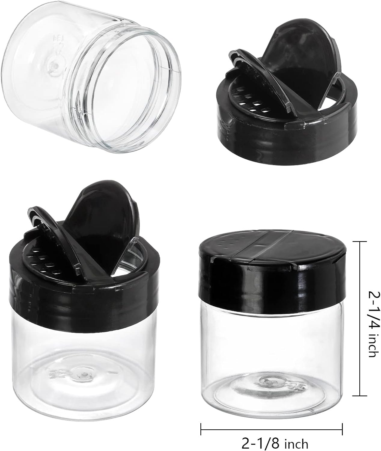 30-pack-clear-plastic-jars-4-oz-with-black-flip-cap-for-pouring-or-shaking---round-food-safe-storage-containers-for-spices-powders-cosmetics-crafts-3