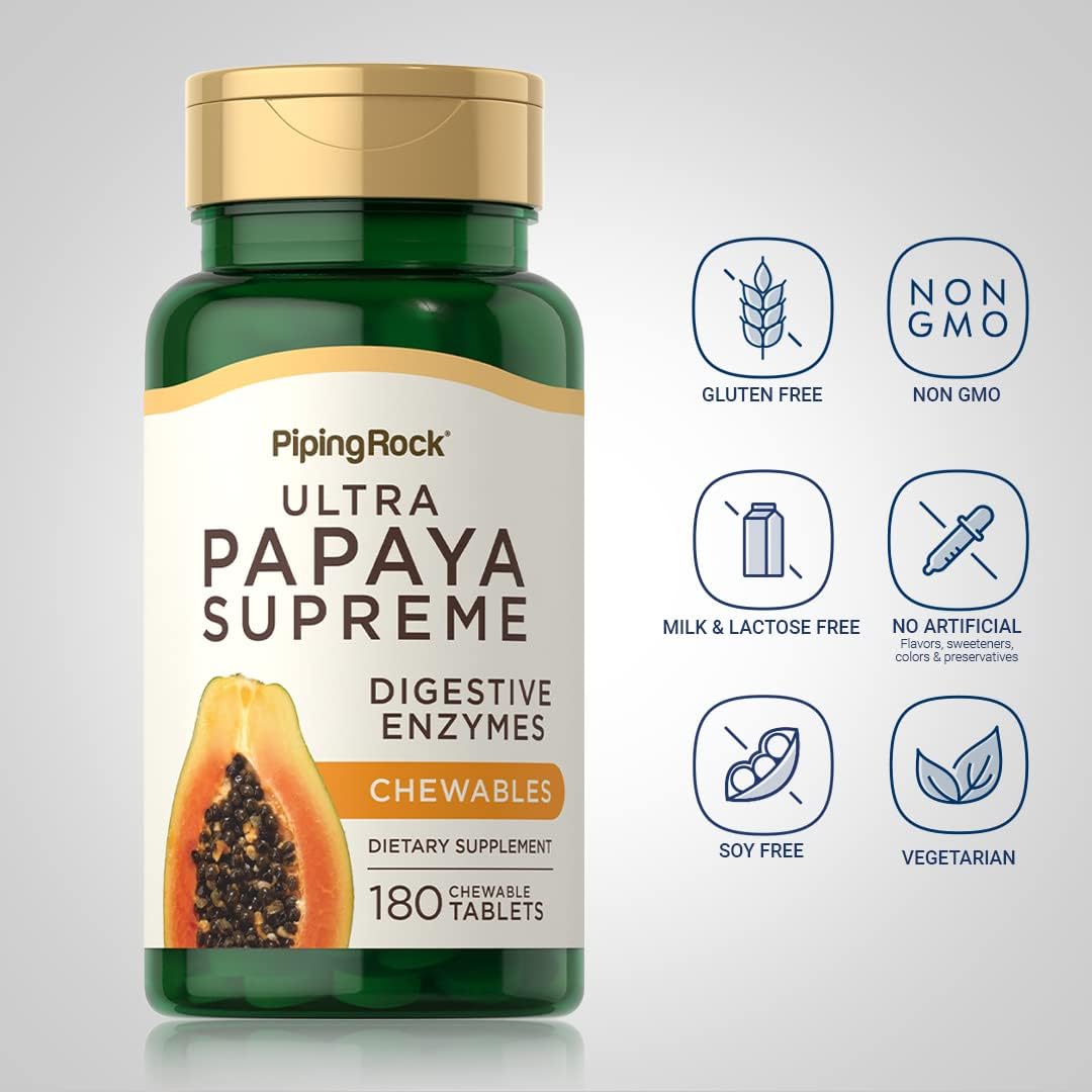 chewable-papaya-enzymes-tablets---180-count---vegetarian-digestive-supplement---non-gmo-gluten-free---tropical-flavored-3