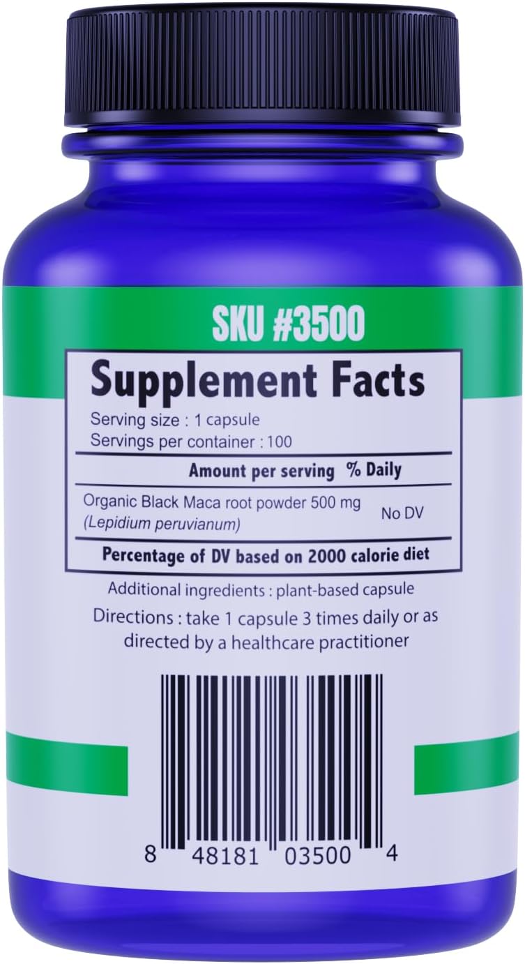 Organic Black Maca Root Supplement 500mg - 60 Capsules, Non-GMO, Vegan, Gluten-Free for Whole Body Wellness by The Food Movement Co. - Espot.com.au