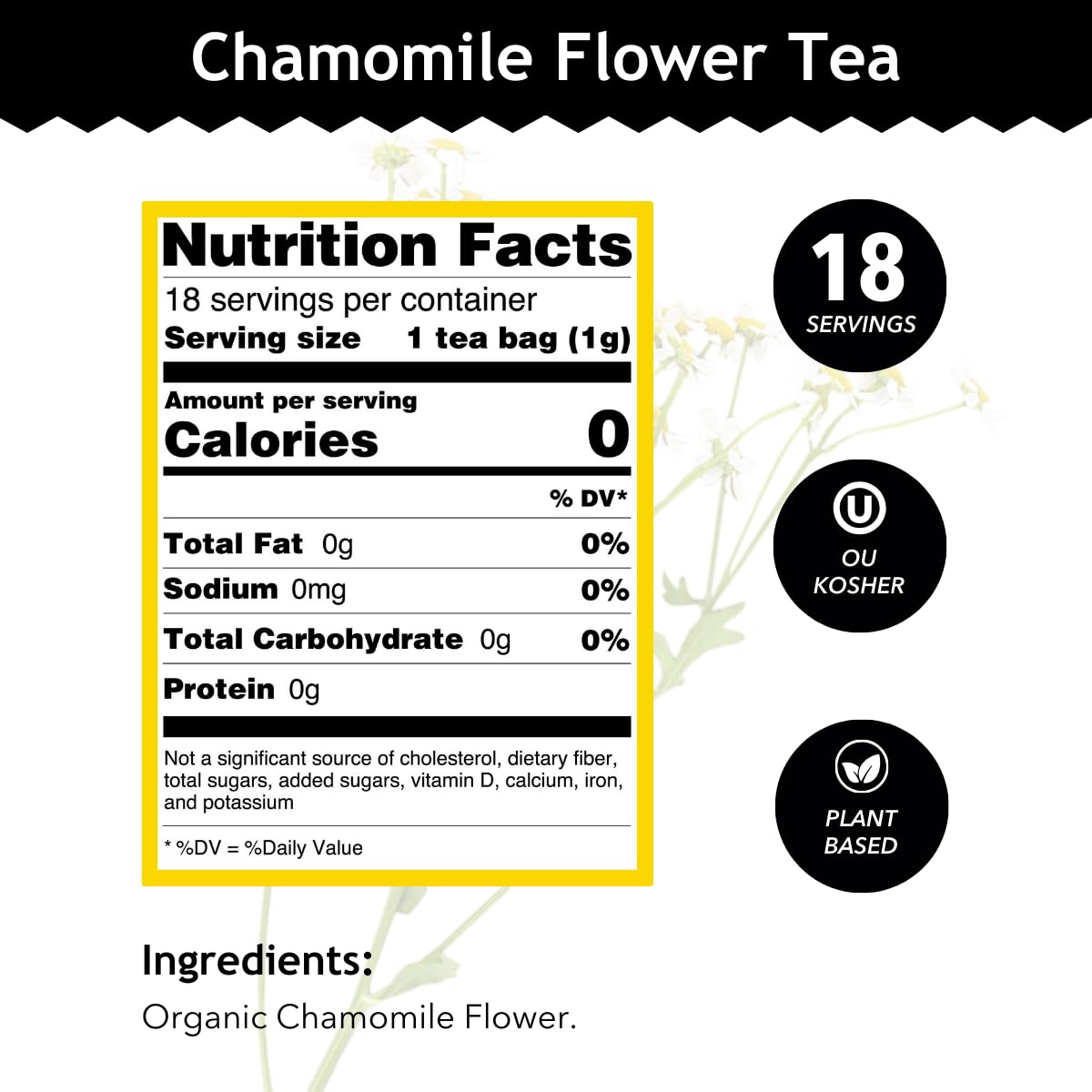 organic-chamomile-flower-tea-for-health-wellbeing---antioxidants-minerals---clean-ingredients---caffeine-free---ou-kosher-non-gmo---18-tea-bags-3