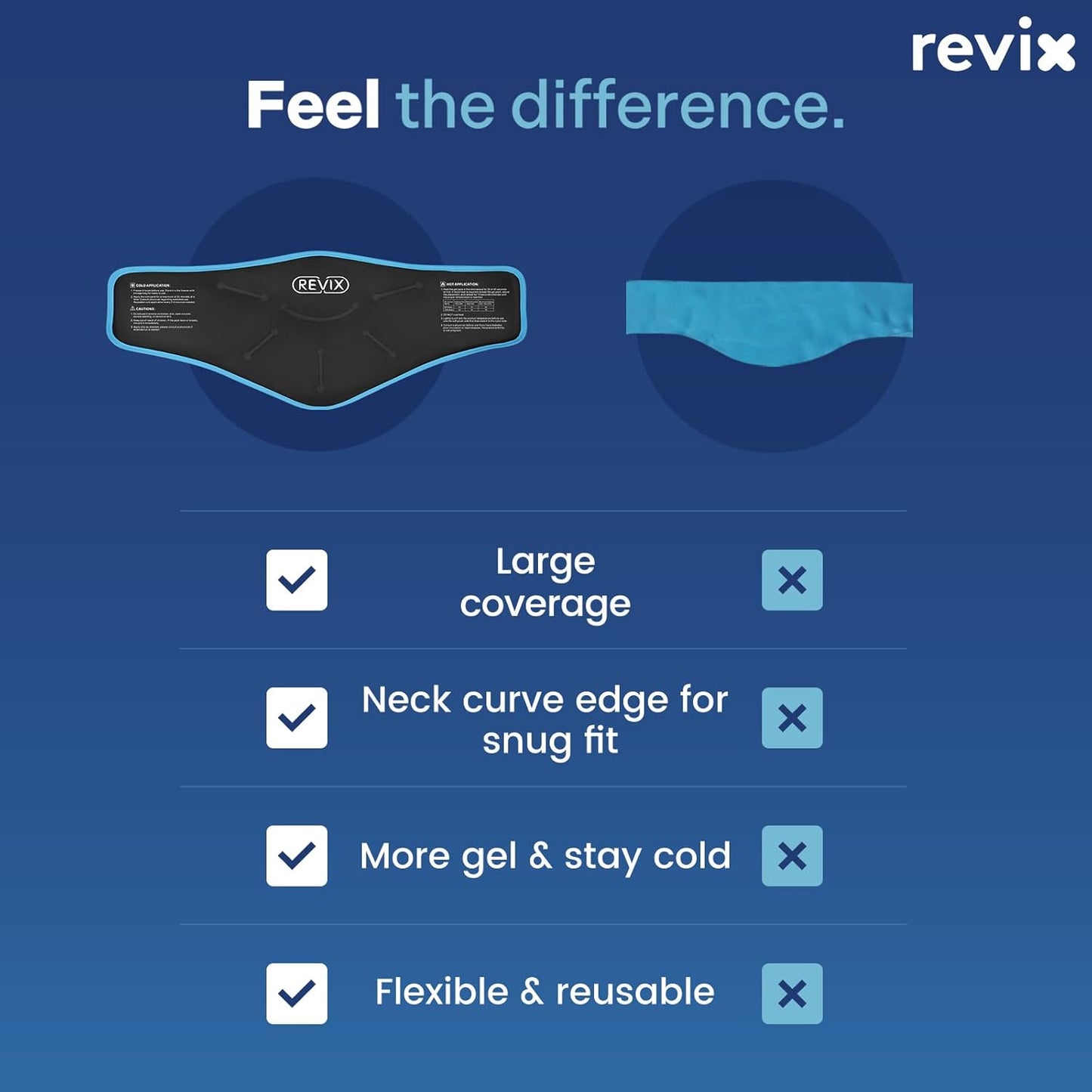REVIX XL Neck Ice Wrap - Hot Cold Gel Pack for Neck and Shoulders, Promotes Flexibility and Mobility, Reusable Post-Workout Therapy - Black - Espot.com.au