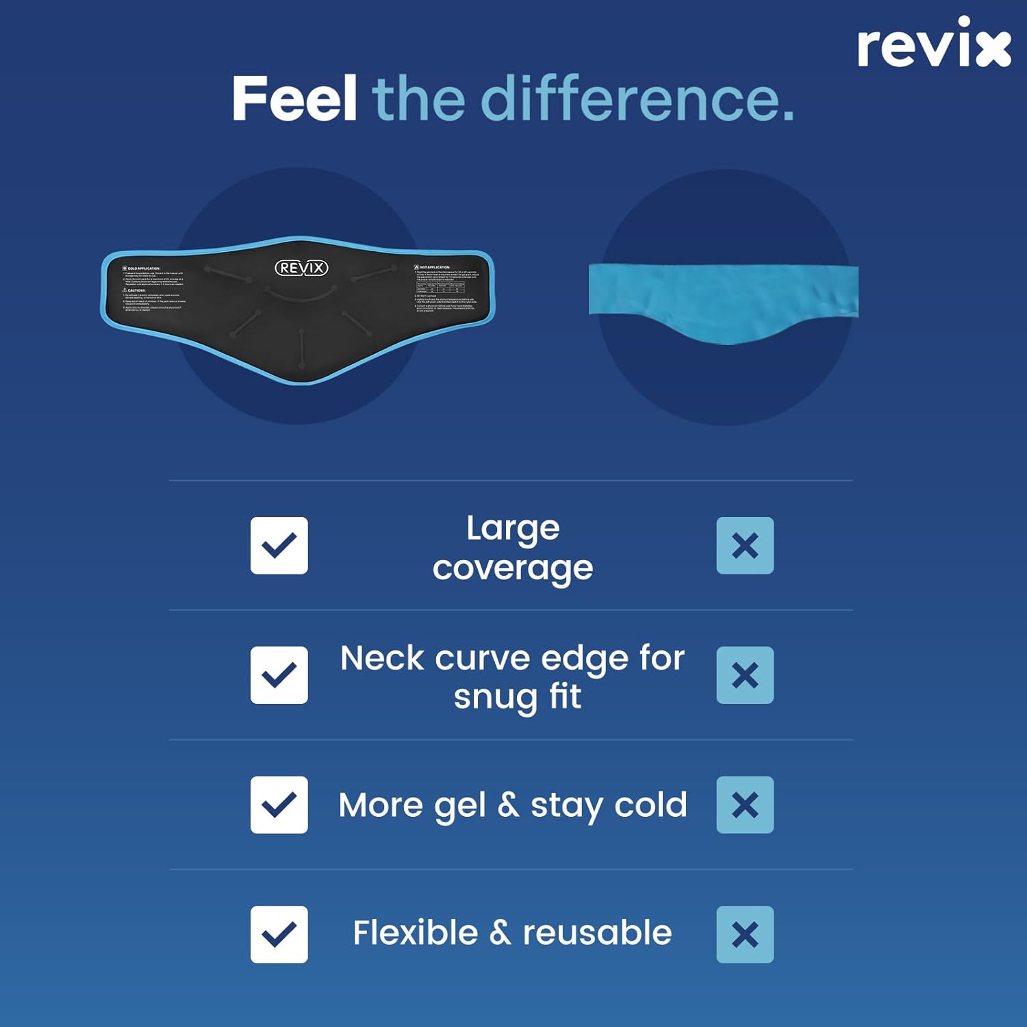 REVIX XL Neck Ice Wrap - Hot Cold Gel Pack for Neck and Shoulders, Promotes Flexibility and Mobility, Reusable Post-Workout Therapy - Black - Espot.com.au