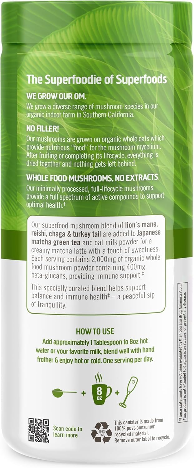 om-mushroom-superfood-matcha-latte-blend-powder---847oz-canister---30-servings---green-tea-with-lions-mane-reishi-chaga-turkey-tail---focus-stress-support-supplement-2