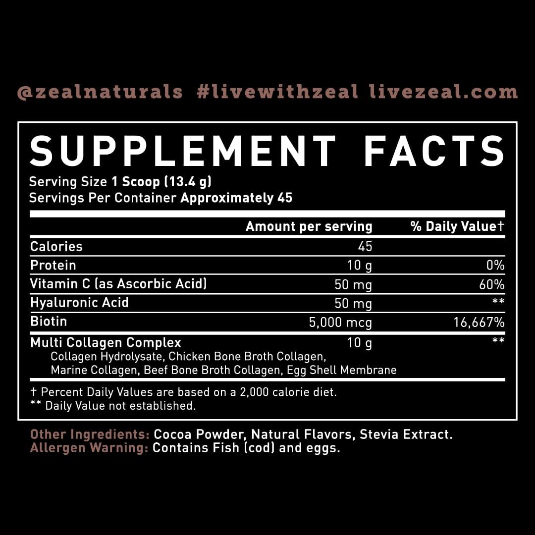zeal-naturals-collagen-peptides-protein-powder-with-vitamin-c-biotin-and-hyaluronic-acid---chocolate-flavor-for-hair-skin-and-nails---marine-bovine-chicken-and-eggshell---45-servings-8