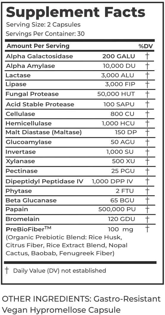 Plant-Based Digestive Enzymes with Probiotics & Prebiotics - 18 Natural Enzymes for Digestion - Papaya & Pineapple - 60 Capsules - Espot.com.au