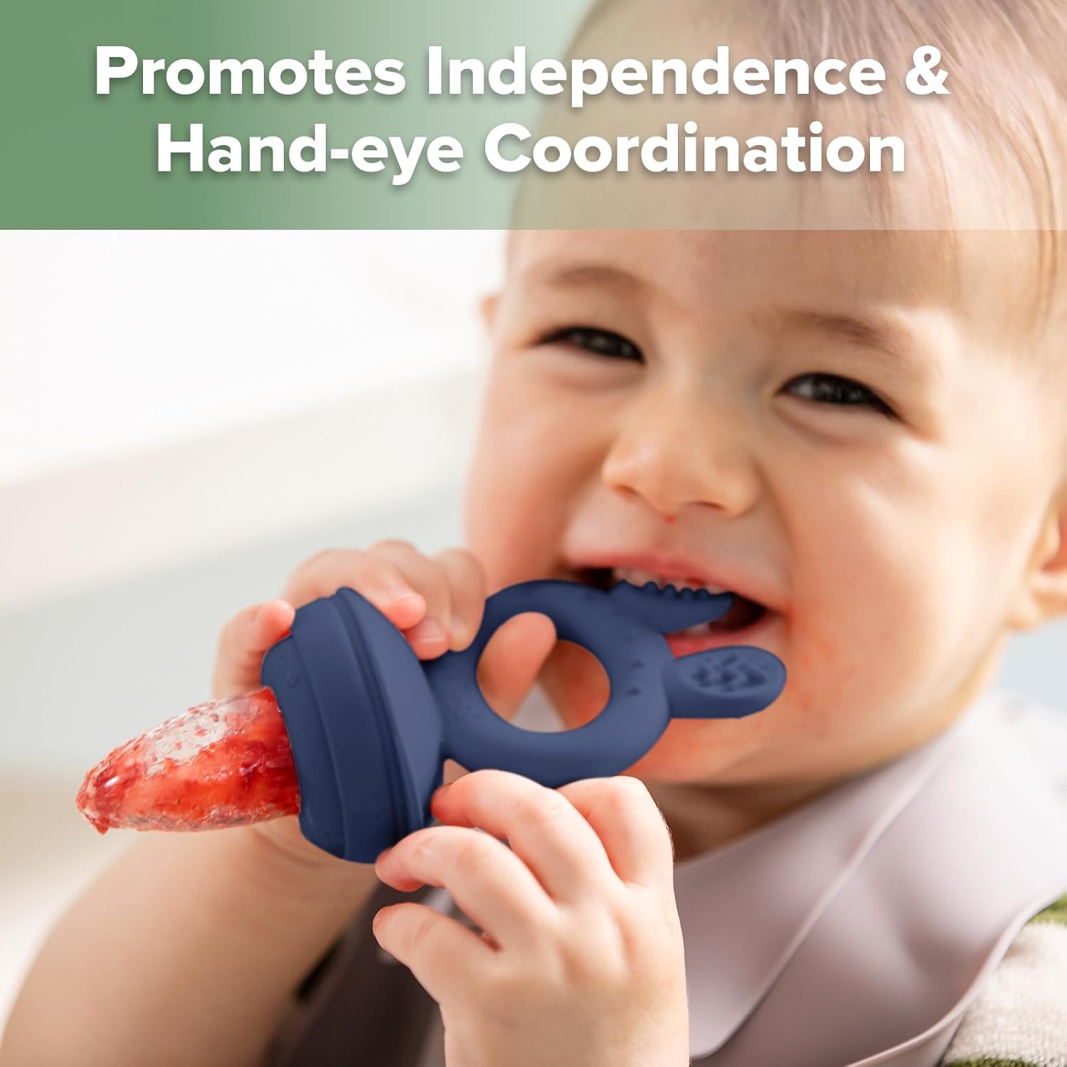 haakaa-baby-food-feeder-freezer-tray-combo---silicone-popsicle-molds-for-cooling-relief---bpa-free-self-feeding-set-for-infants-4-months-and-up---steel-blue-color-5