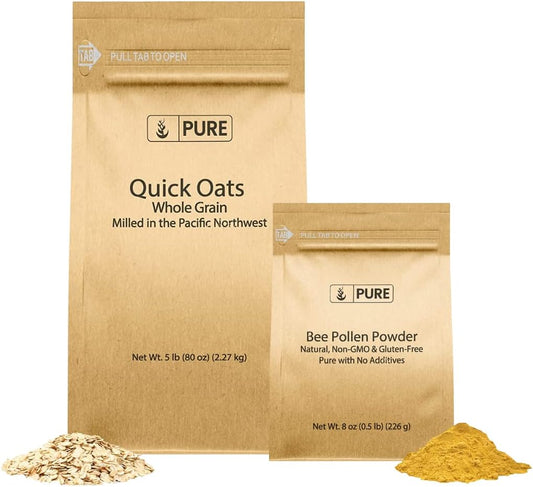 Nutritious Bee Pollen and Quick Oats Breakfast Bundle - Pure Ingredients, No Fillers - Healthy Cereal Option - Espot.com.au
