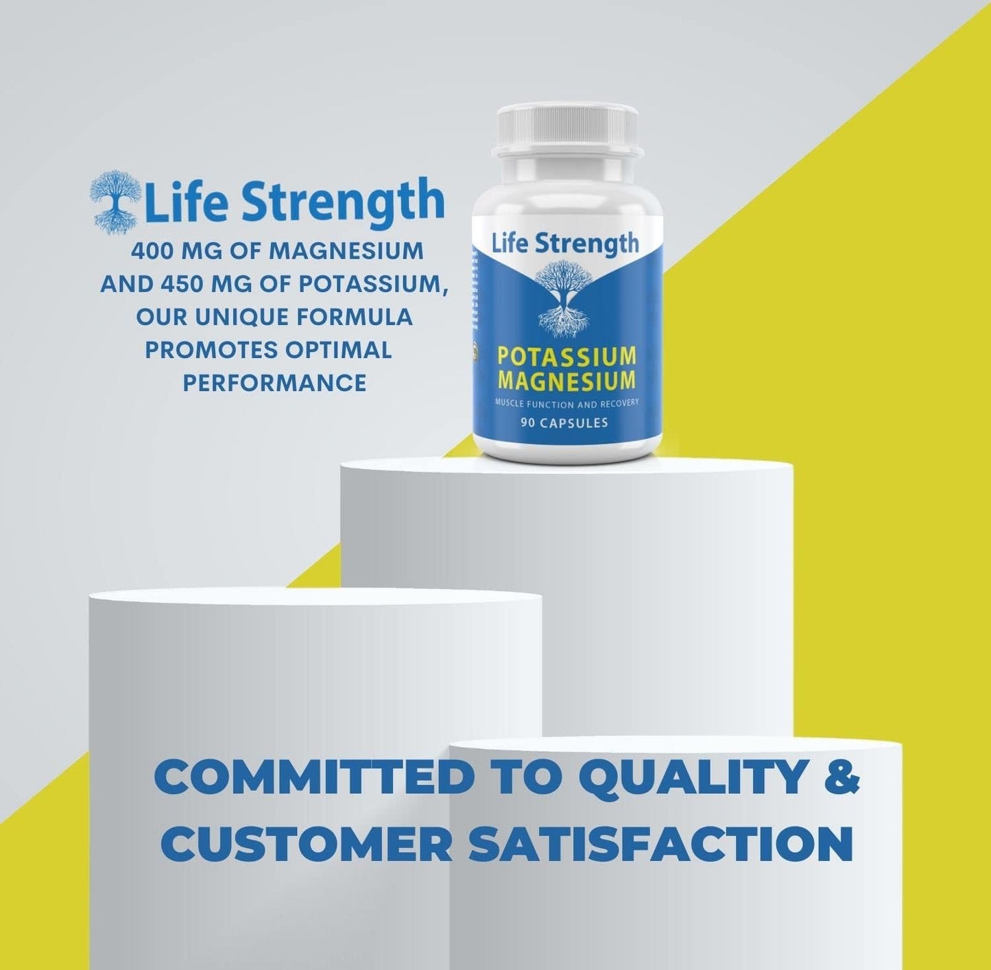 90 Capsules LifeStrength Magnesium Potassium Complex Supplement for Vascular Health & Leg Cramp Relief with High Absorption Formula - Espot.com.au