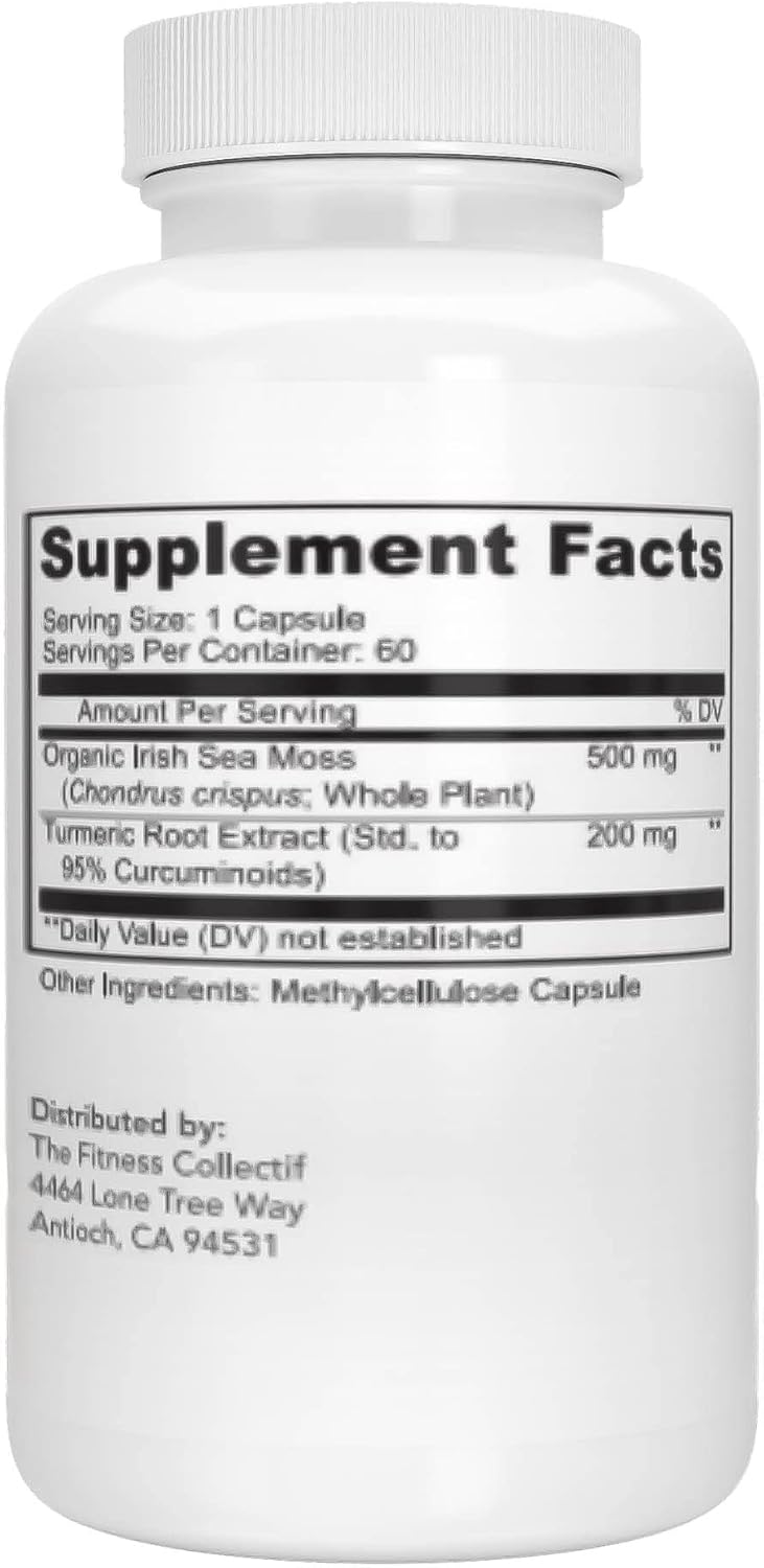 Organic Irish Sea Moss & Turmeric Curcumin Capsules - Superfood Supplement with 90 Pills by MyHerba - Espot.com.au