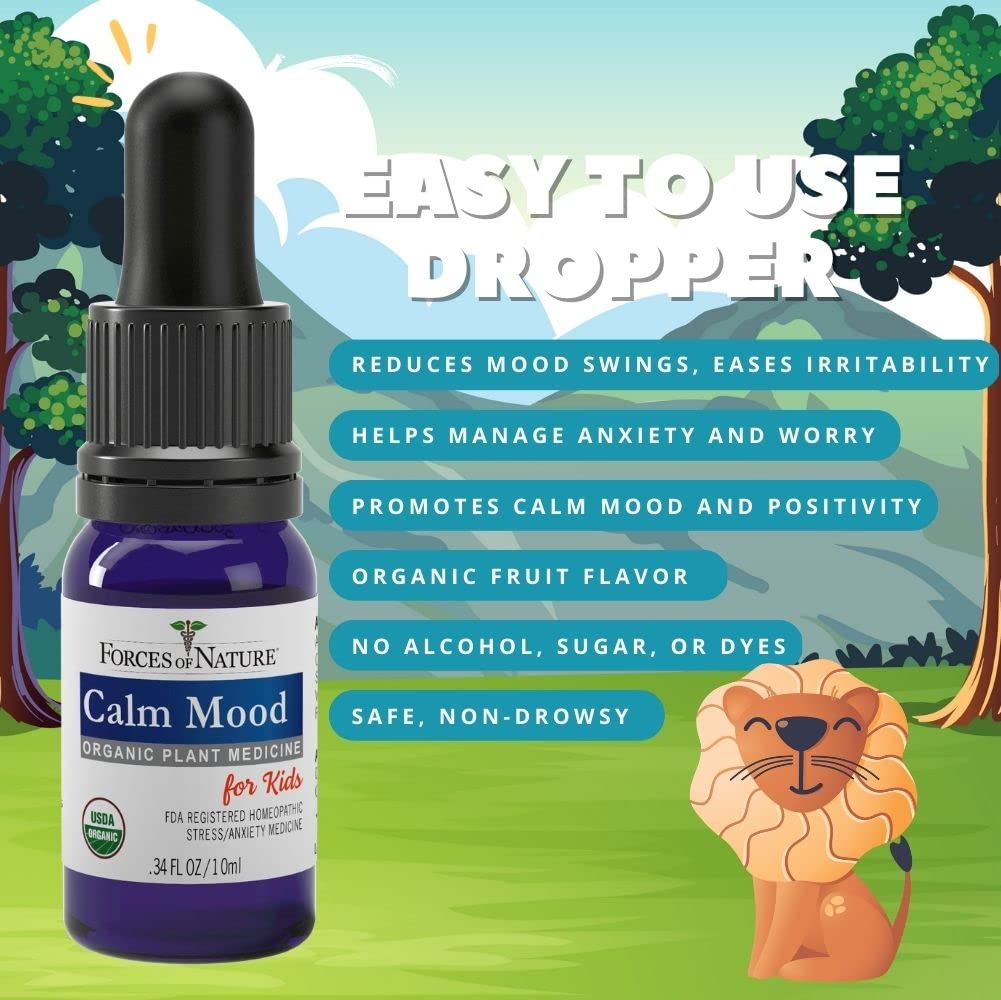 Organic Homeopathic Calm Mood Formula for Kids - 0.34 Fl Oz - Multi-Action Support for Mood Swings, Irritability, Stress, and Worry - Non-Drowsy - Espot.com.au