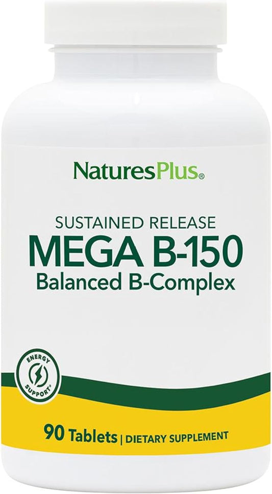 natures-plus-mega-b-150-complex---90-sustained-release-vegetarian-tablets---maximum-potency-b-complex-vitamin-supplement---gluten-free---90-servings-1