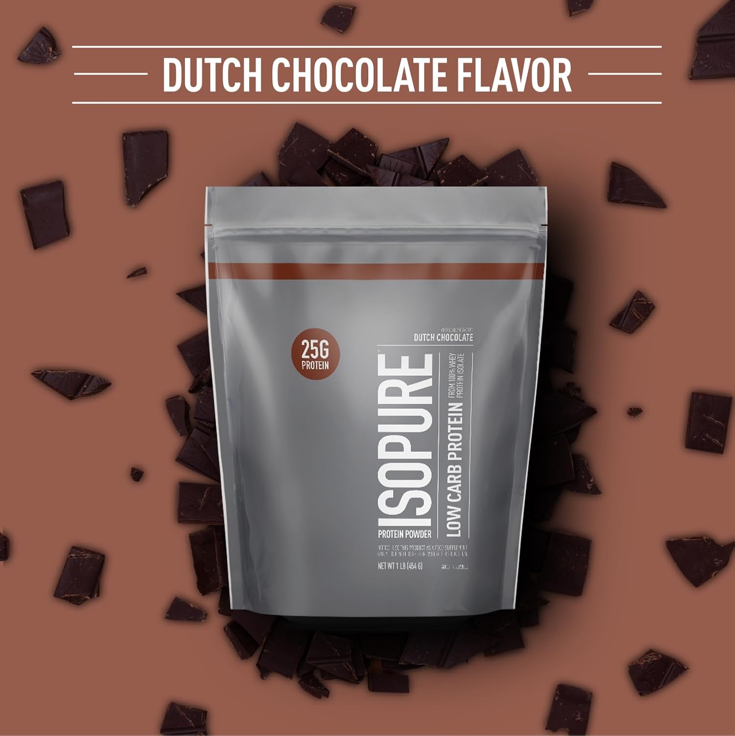 Isopure Low Carb Whey Isolate Protein Powder - Dutch Chocolate Flavor - 25g Protein Per Serving - Lactose & Gluten Free - With Vitamins - 1 Lb, 14 Servings - Espot.com.au
