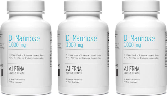 D-Mannose 1000mg with Cranberry & Rose Hips - Urinary Tract Health Support - 180 Vegetarian Capsules - Alerna Kidney Health - Espot.com.au