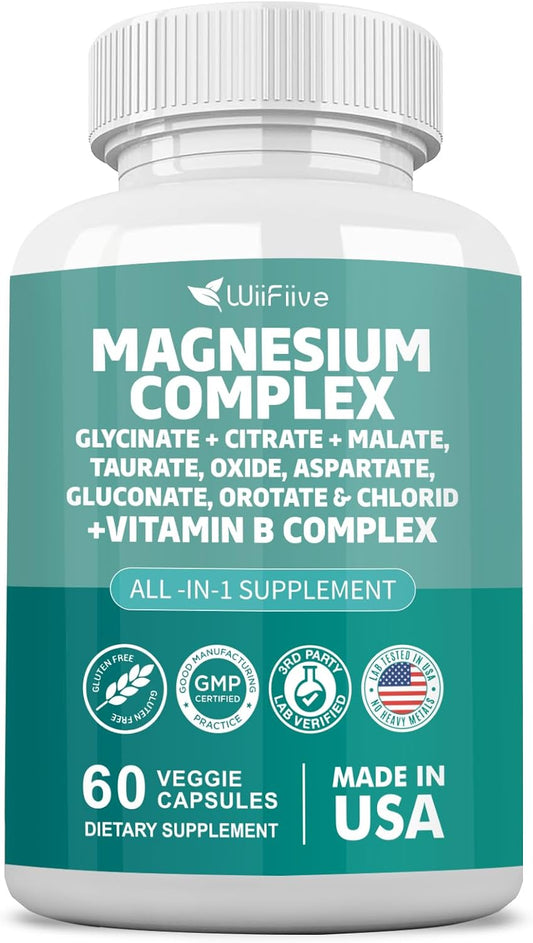 wiifiive-magnesium-complex-supplement-with-vitamin-b-for-max-absorption---gluten-free-and-non-gmo---141mg-clycinate-228mg-oxide-585mg-malate-624mg-citrate---includes-orotate-glycina-taurate-chloride-aspartate-gluconate-1