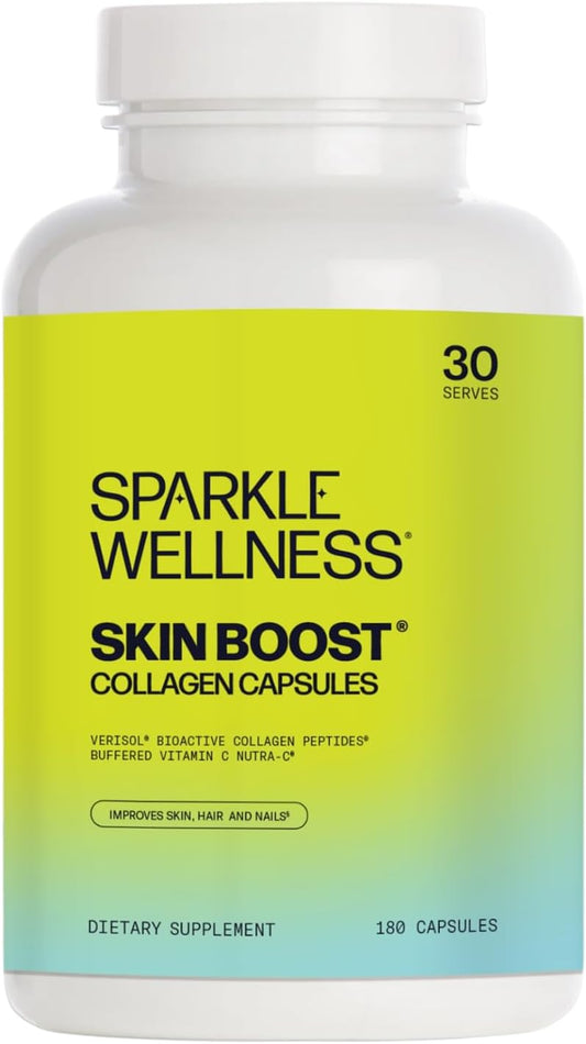 180 Count Collagen Capsules with VERISOL Peptides & Vitamin C for Skin, Hair, and Nails - Boosts Elasticity and Reduces Fine Lines - 30 Day Supply of 2500mg Peptides - Espot.com.au