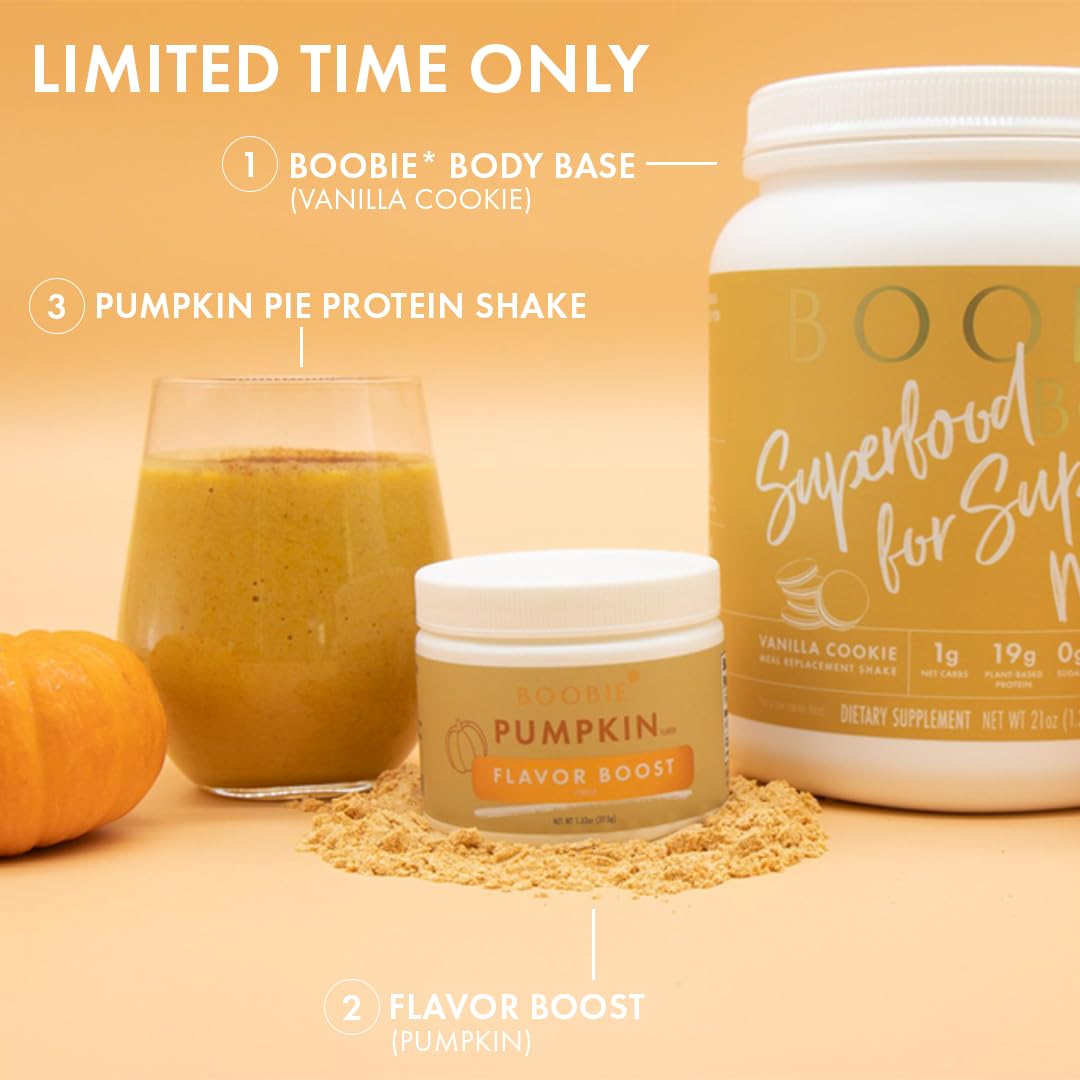 boobie-body-superfood-protein-shake-bundle---pregnancy-protein-powder-for-lactation-support-metabolism-and-energy---vanilla-cookie-protein-tub-with-pumpkin-flavor-boost-2