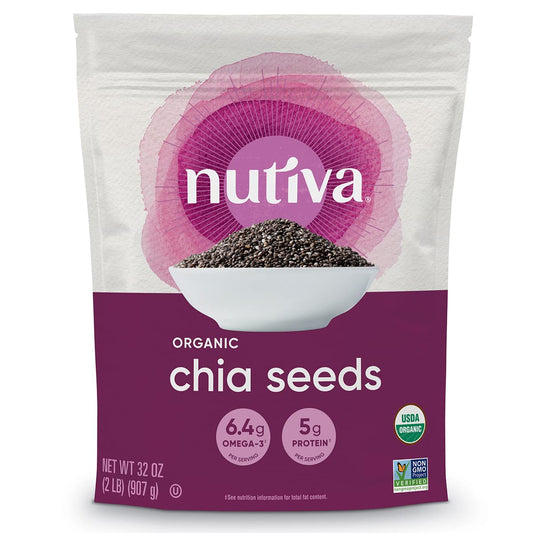 Organic Raw Black Chia Seeds 32 Oz - USDA Organic, Non-GMO, Whole 30 Approved - Vegan & Keto-Friendly - Nutrient-Dense Superfood for Salads, Yogurt, Smoothies - High Protein & Fiber Content - Espot.com.au