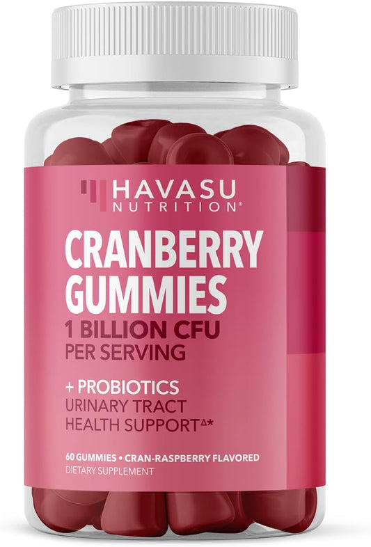 Women's Probiotic Cranberry Gummies - Supports Urinary Tract Health & pH Balance - 1 Billion CFU of Lactobacillus - Bladder & Vaginal Wellness - Cran-Raspberry Flavor - 60 Count - Espot.com.au