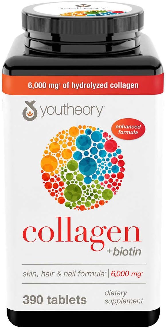 5 Packs of Youtheory Collagen Plus Biotin, 1950 Tablets - Supports Healthy Hair, Skin, Nails - Anti-Aging Supplement with Biotin - Espot.com.au