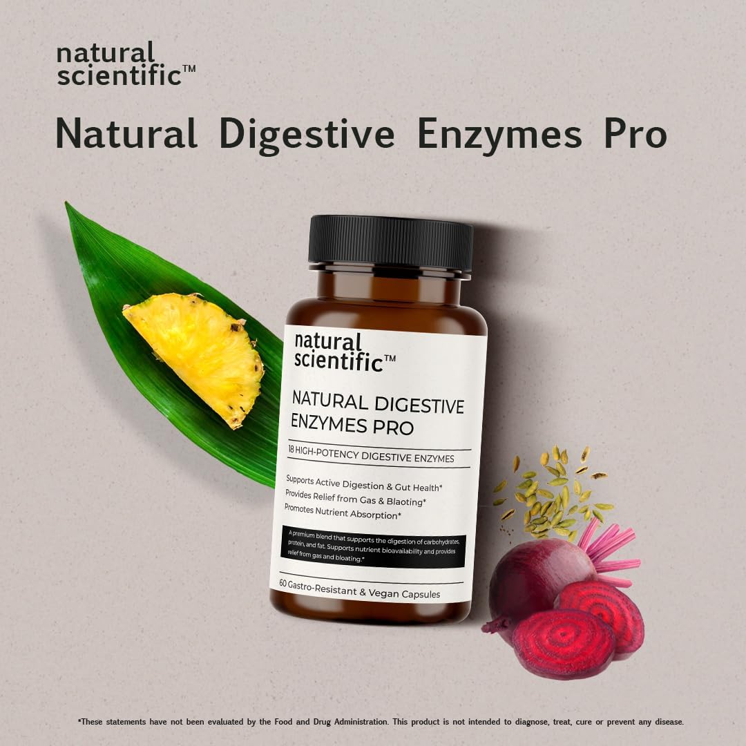 Plant-Based Digestive Enzymes with Probiotics & Prebiotics - 18 Natural Enzymes for Digestion - Papaya & Pineapple - 60 Capsules - Espot.com.au