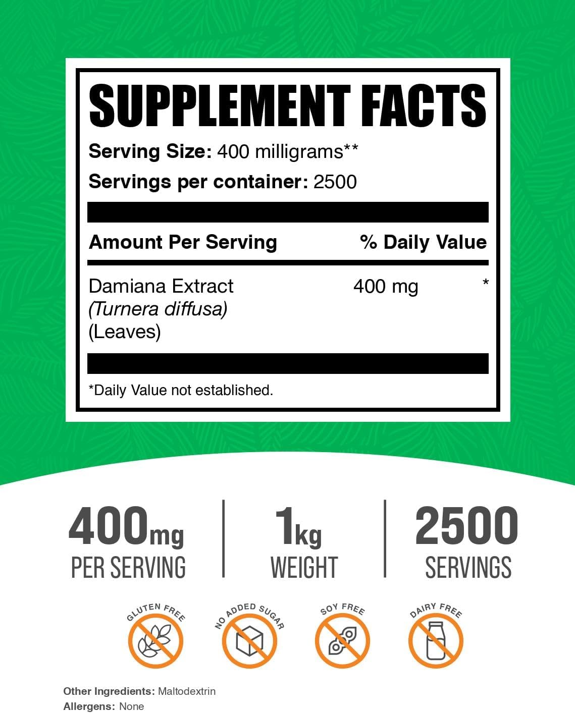 bulksupplementscom-damiana-extract-powder---herbal-supplement-gluten-free-400mg-per-serving-1kg-22-lbs-2