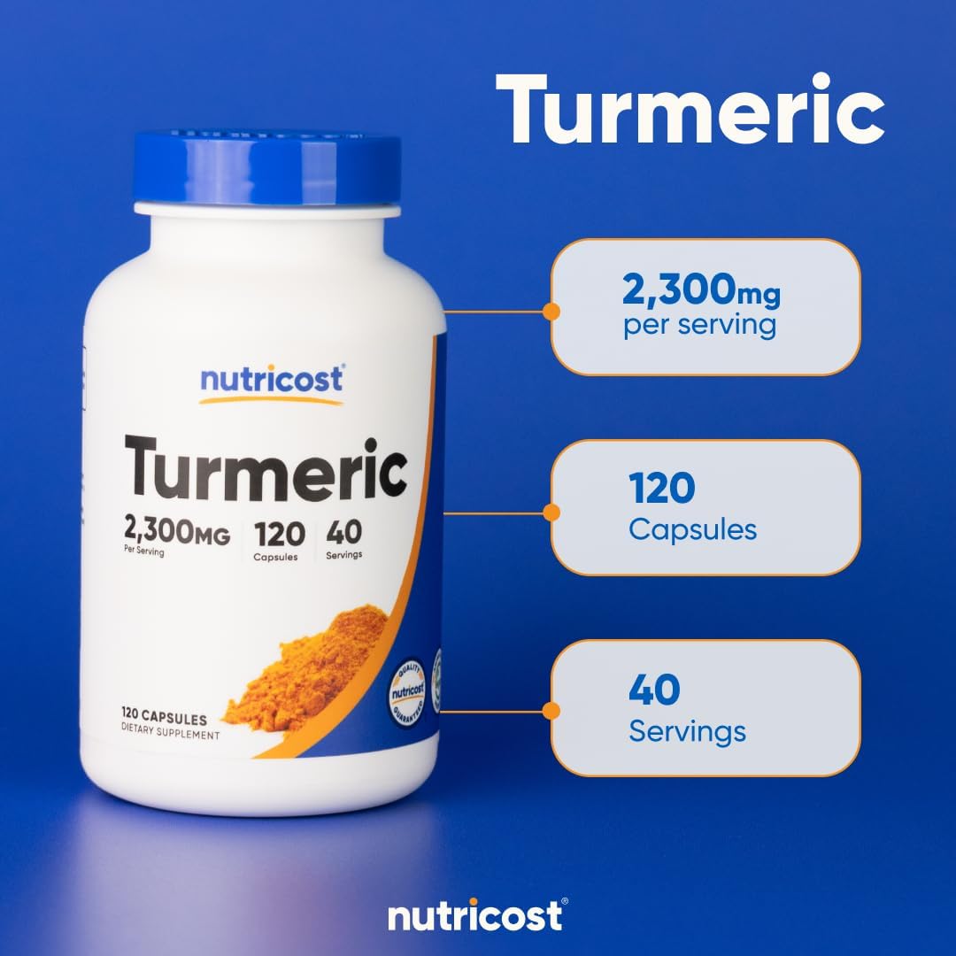 2300mg Turmeric Curcumin with BioPerine, 95% Curcuminoids, 120 Veggie Capsules - Gluten Free, Non-GMO, 40 Servings - Espot.com.au
