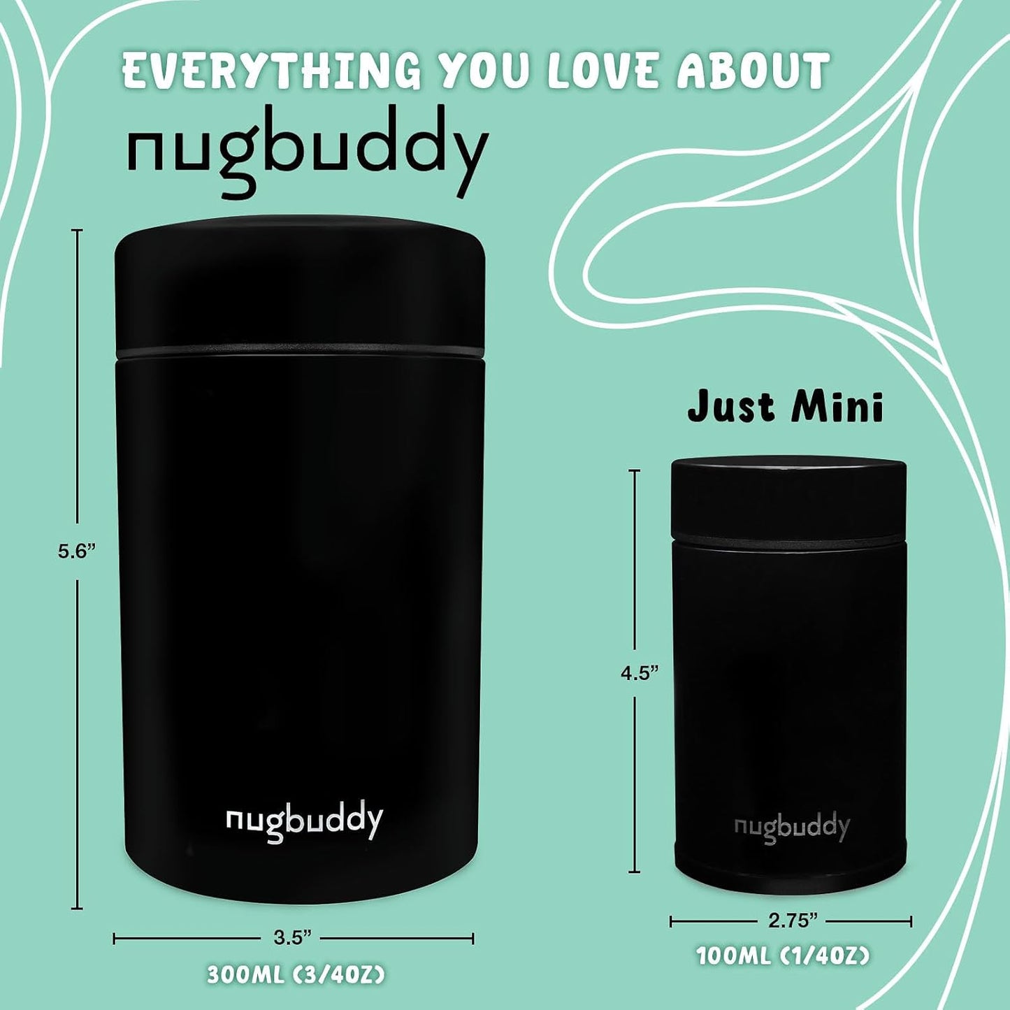 nugbuddy Mini Vacuum Sealed Storage Container with Nested Glass Jar - UV Protection, Temperature Control - Whiteboard Finish with Marker - 100 ml (1/4 Oz) - Espot.com.au