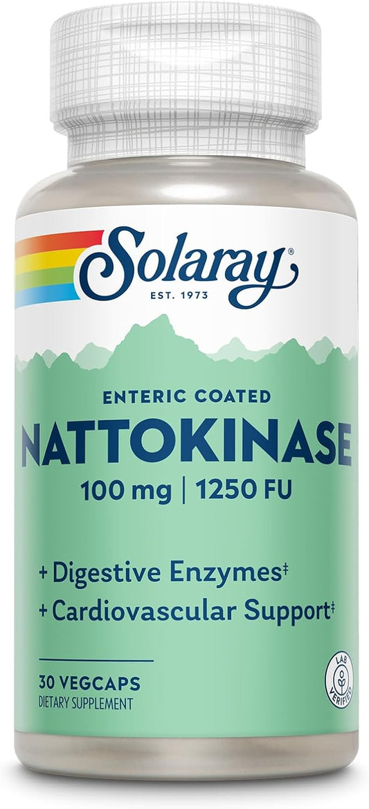 Solaray Nattokinase Supplement 100mg - 1,250 FU - Traditional Health Support - Lab Verified - 60-Day Guarantee - 30 VegCaps - Espot.com.au