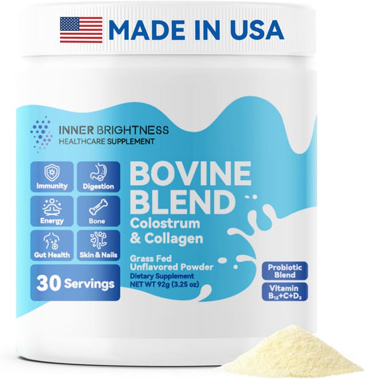 bovine-colostrum-collagen-powder-for-gut-health-immune-support-hair-growth---sugar-free-supplement-with-igg-probiotics-vitamin-b12-c-d3---unflavored-30-servings-1