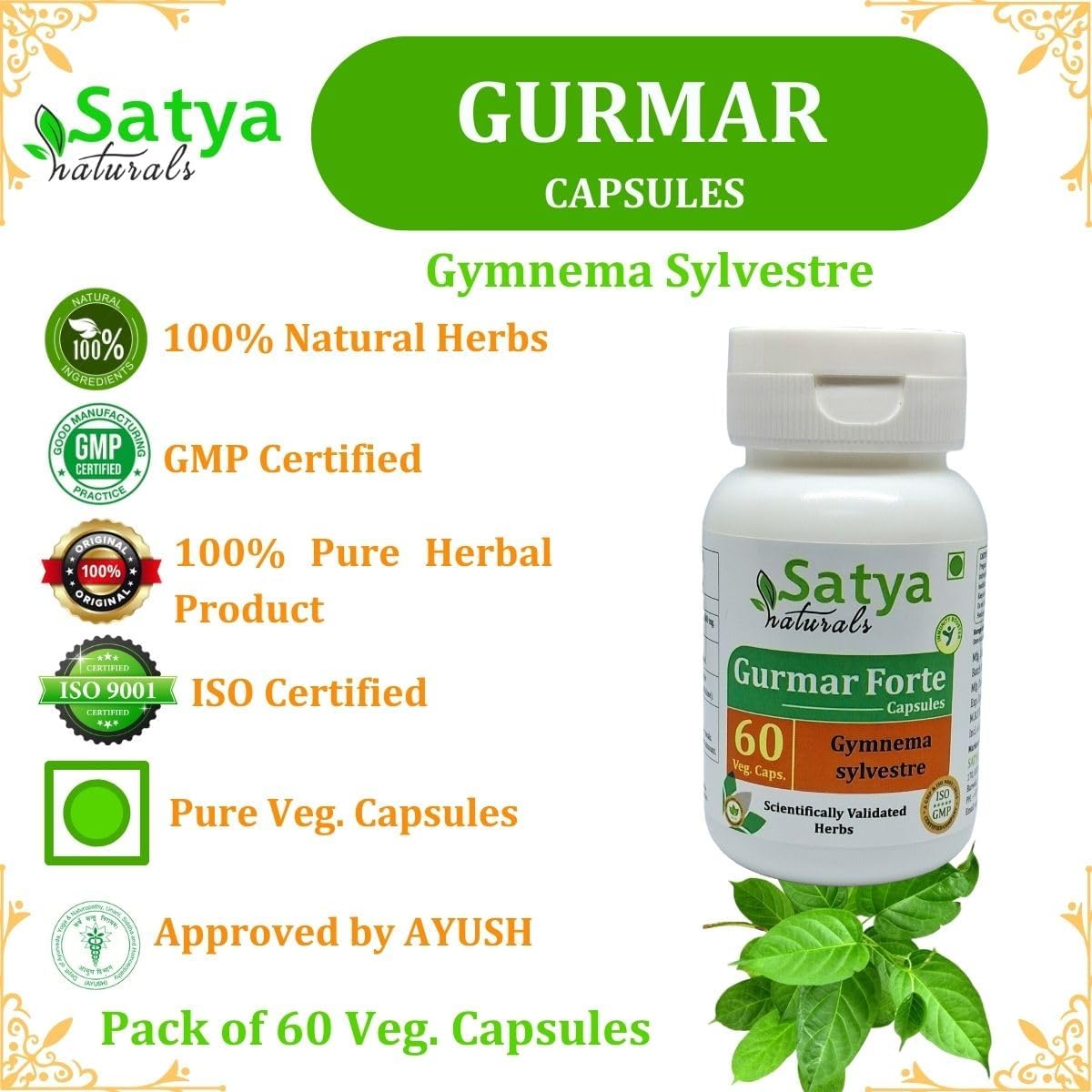 gurmar-forte-capsules-500mg---gymnema-sylvestre-extract-for-men-and-women---ayurvedic-herbal-supplement---2-bottles-of-60-veg-capsules---satya-naturals-7