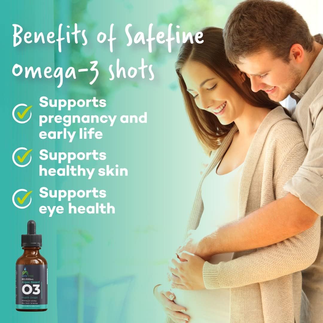 Omega-3 Algae Oil Liquid Drops - 2000mg DHA & EPA - 60ml Bottle - Heart, Brain, Eye, Joint Health - Vegan Supplement - Espot.com.au