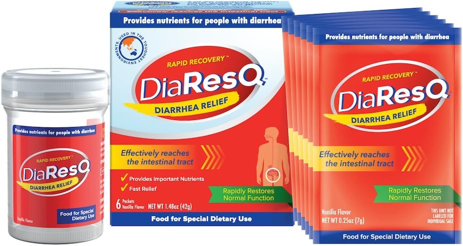 DiaResQ Vanilla Immune Support Drink Mix for Adults - 6 Ct, Rapid Recovery & Intestinal Function Support - Espot.com.au